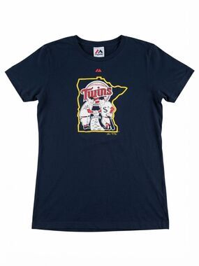 Majestic Minnesota Twins Baby Tee Shirt Women's Medium Navy Blue MLB Baseball⁠